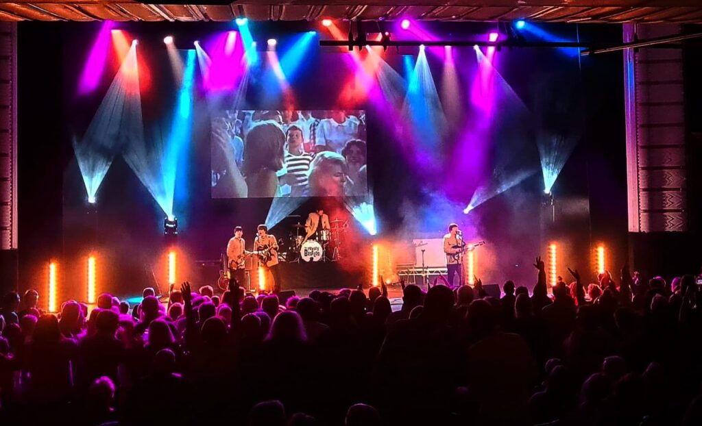 Event lighting and AV production setup