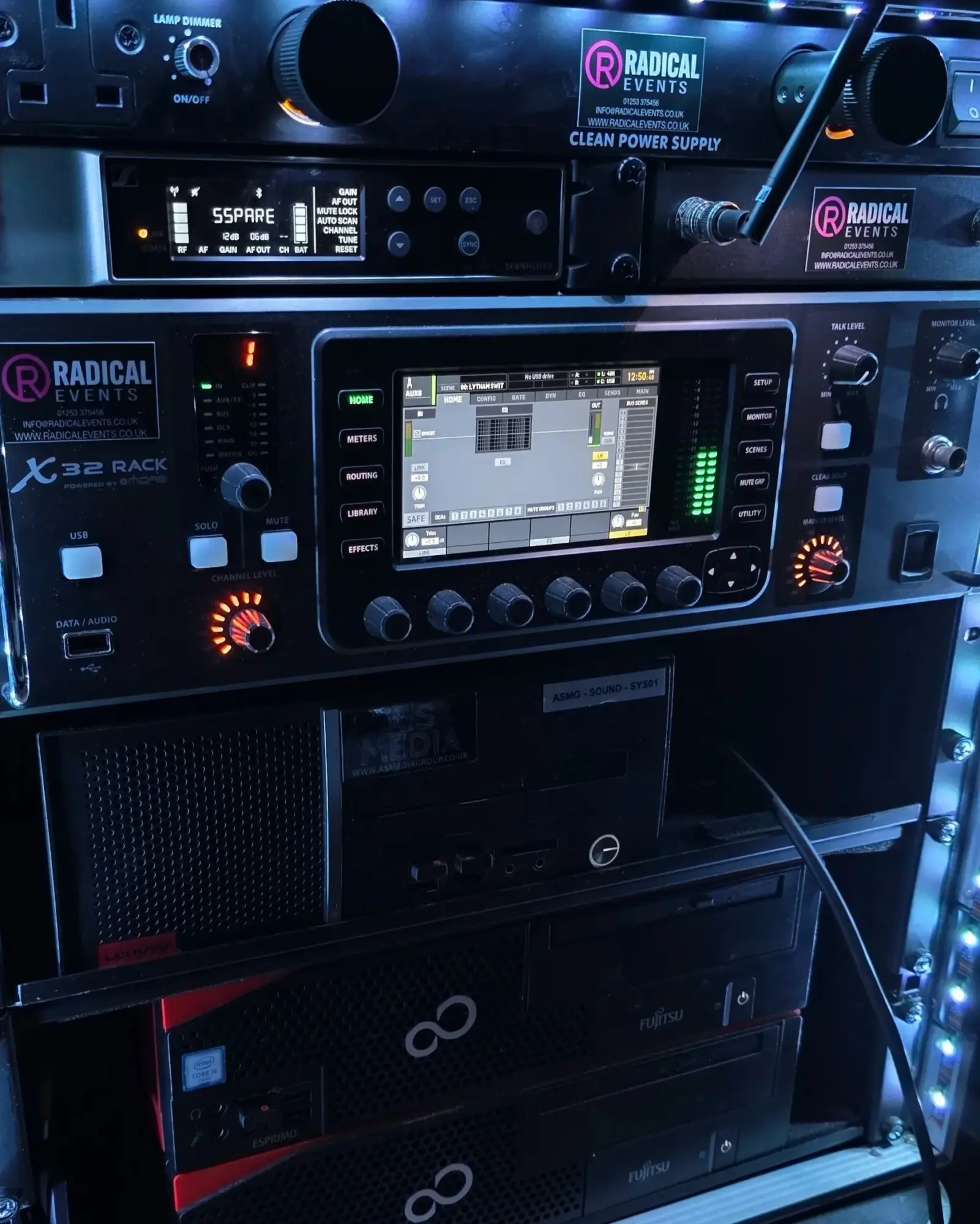 Front of house mixing console for a broadcast production